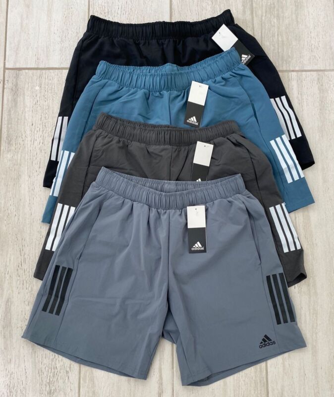 Nwt Adidas Men'S Dri-Fit 3 Stripe Training Shorts Ash, Black, Dark Gray S - Xxl