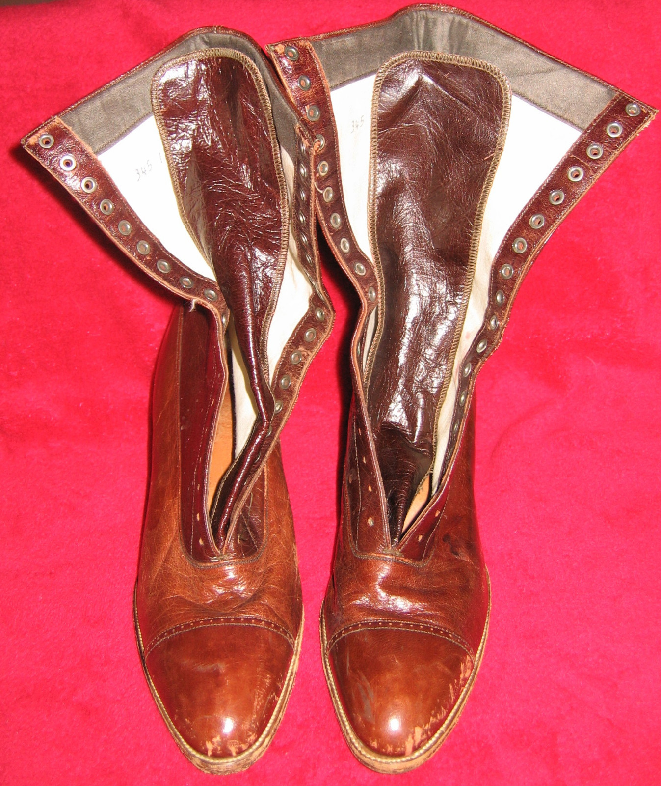 Early 1900s Vintage Brown Heeled Boots size 6 narrow leather lady womens shoes