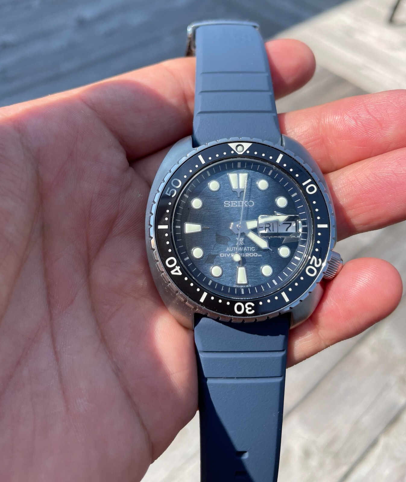 Pre-owned Seiko Prospex Srpf77k1 'king Turtle' Dark Mantaray Edition Automatic Men Watch