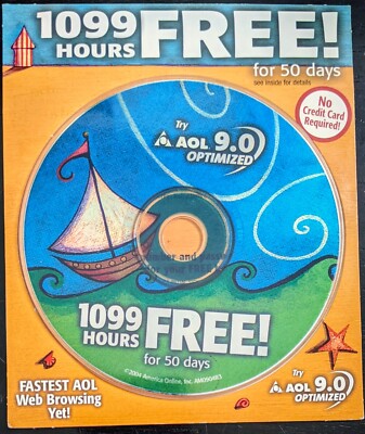 ''Boat'' Artwork America Online Collectible / Install Disc, Vintage AOL CD, v9.0!