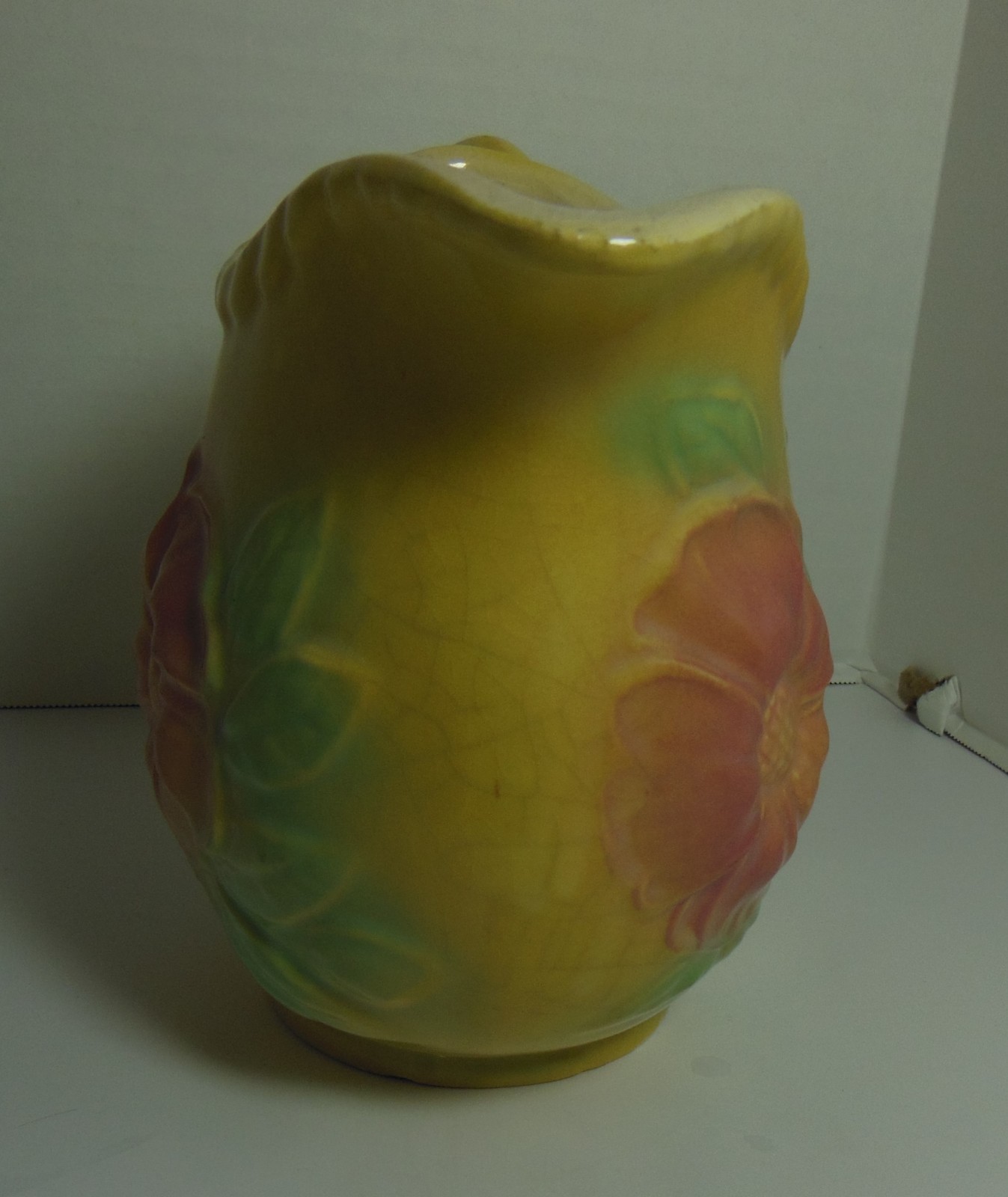 Hull Sun Glow Pitcher Yellow w/ Pink Flower
