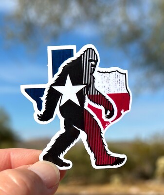 2'' Texas Bigfoot Sticker, Decal, State, USA, Star, Travel, America, Icon, Flag