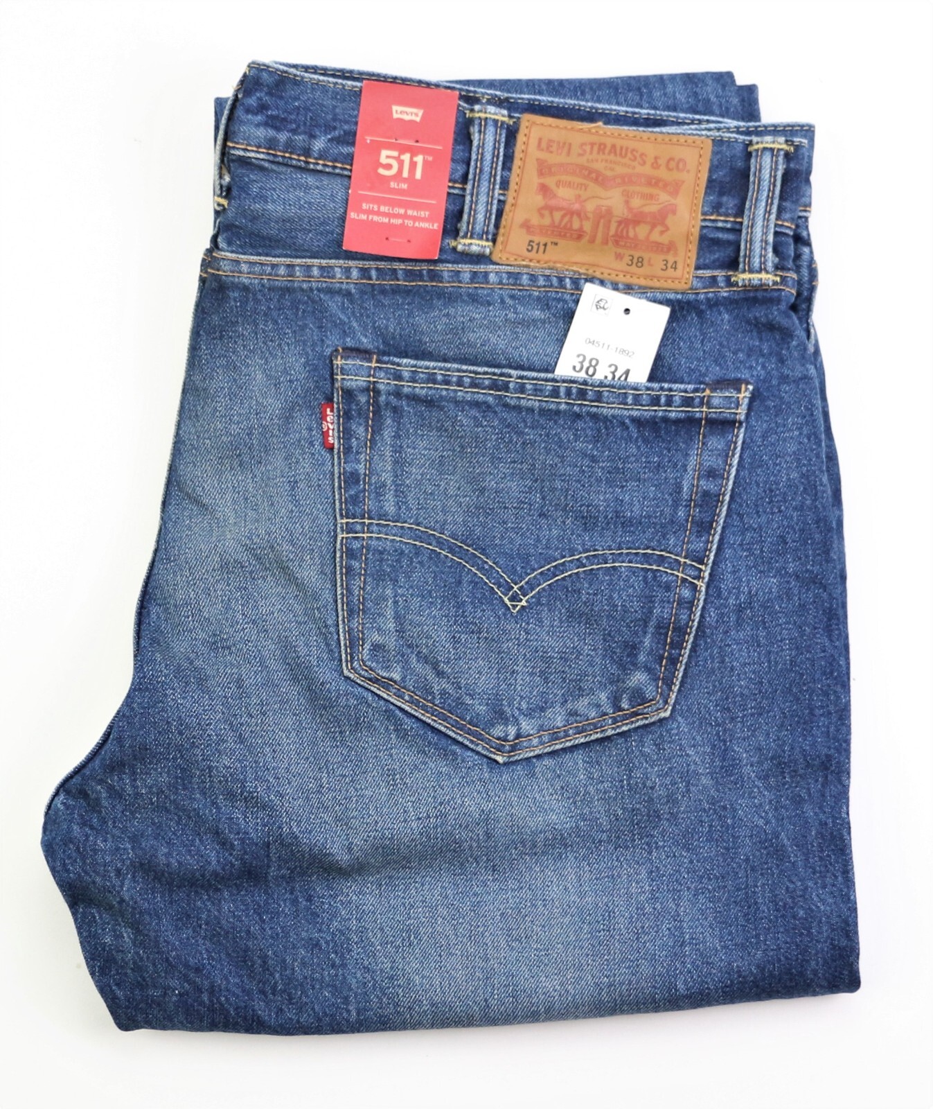 Levis 511 Slim Fit Selvedge Jeans White Oak Cone Denim Мужские размеры W38 L34 Новинка, Синий, Levi's 511