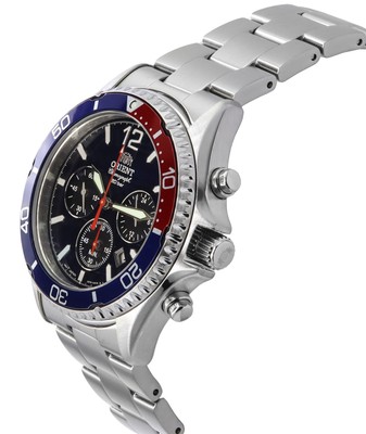 Pre-owned Orient Chronograph Black Dial Solar Diver Analog Ra-tx0201l10b 200m Mens Watch