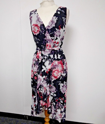 Connected Apparel Size UK 12 Floral Mesh Wrap Style Dress New w/ Tags RRP $79