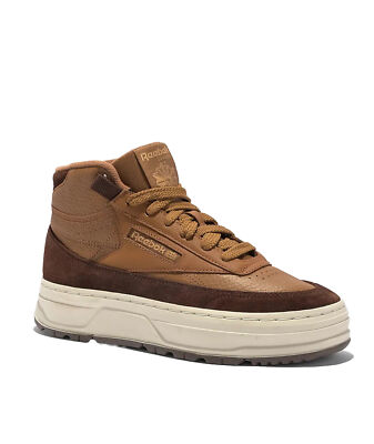 Women Reebok Club C Geo Mid Shoes Sneakers Boots Brown White GZ2235