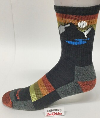 Darn Tough 1997 Charcoal Men's Sunset Ridge Micro Crew Lightweight Sock  Cushion