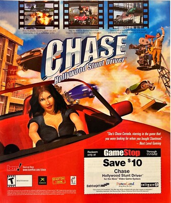 Chase Hollywood Stunt Driver Video Game Magazine Print Ad XBOX