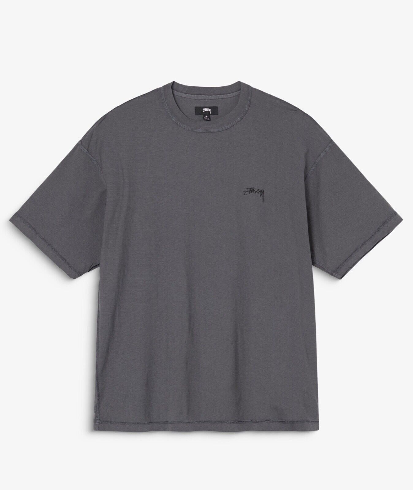 Stussy Pigment Dyed Inside Out Crew T-Shirt Tee Faded Black Stussy Pigment Dyed Inside Out Crew T-Shirt Tee Faded Black