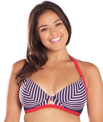 

Женское стандартное бикини Curvy Kate Ahoy с воротником-халтер, морская полоска, Nautical stripe, CS4721