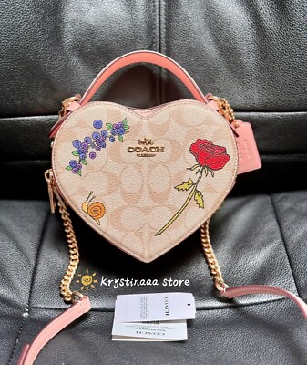 NWT Coach CU373 Coach X Observed By Us Heart Crossbody Signature Canvas W Print