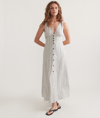 Marine Layer Camila Maxi Dress Women's Medium Denim/ White Stripe