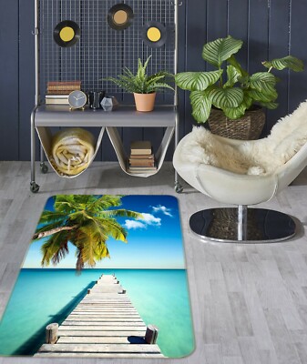 3D Coconut Tree Bridge NAO5405 Game Rug Mat Elegant Photo Carpet Mat Fay