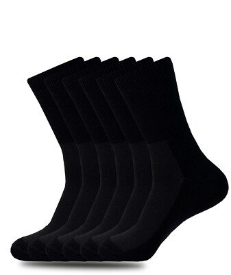 6 Pack Diabetic Crew Socks Non-Binding Neuropathy Organic Cotton Bamboo Blend
