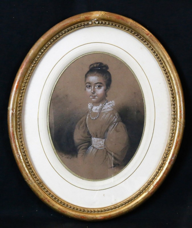 Junges MÃ¤Dchen Zeichnung Antik Und Highlights Gouache Signiert Boilly Frame 1/2
