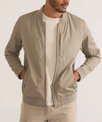 Marine Layer Rossland Wax Canvas Bomber Jacket Men s Medium Khaki $199 Retail