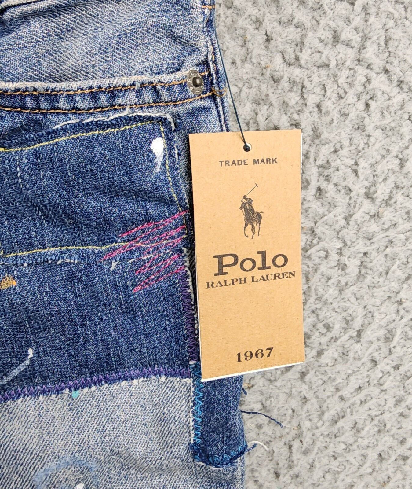 Polo Ralph Lauren Paint Print Astor Slim Boyfriend Jeans Girls' 5 Blue Zip Fly - Picture 5 of 12