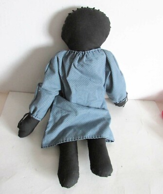 Handmade Cloth Baby Doll Calico Fabric Frock Embroidered Face 17