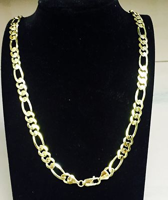 Pre-owned Nova 14kt Solid Gold Figaro Link Men's Necklace 22" 8 Mm 53 Grams In No Stone