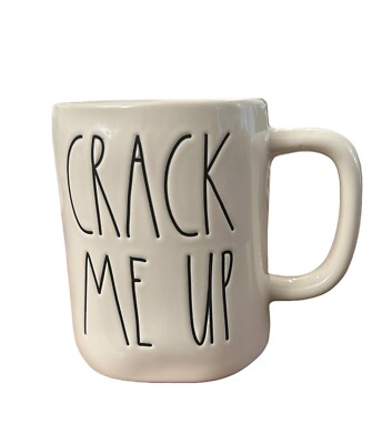Rae Dunn ''Crack Me Up'' Mug Coffee Hot Cocoa Tea - White inside