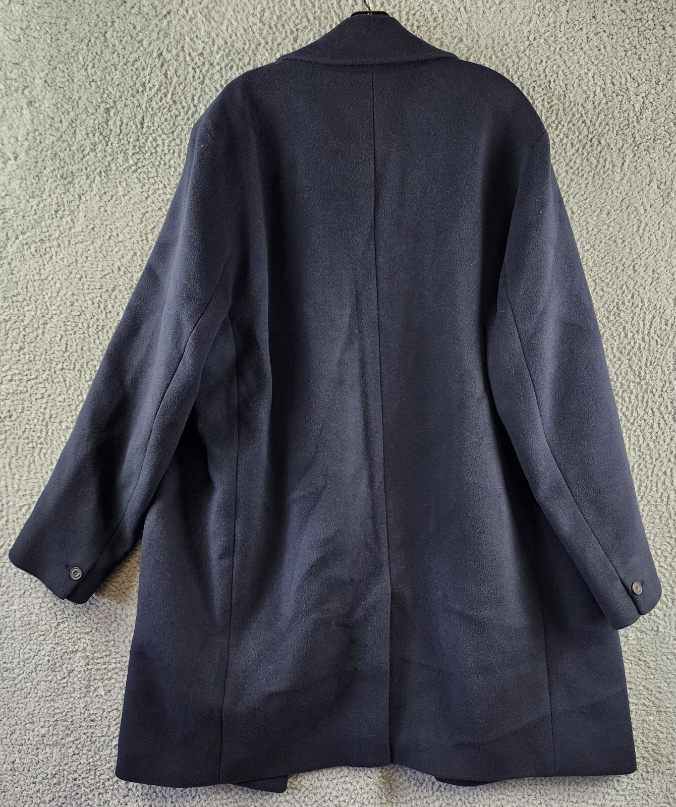 Vince Classic Button Front Overcoat Men's XL Dark Navy Notch Lapel Side Pockets - Picture 5 of 13