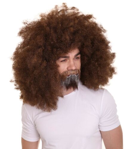 Brown Jumbo Afro Wig with Full Beard and Moustache Set Halloween Cosplay HM-1049