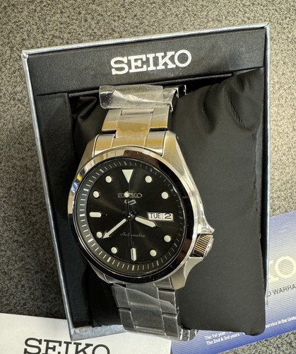 Pre-owned Seiko 5 Automatic Men's Watch Steel Bracelet Day-date Srpe51 Made In Japan