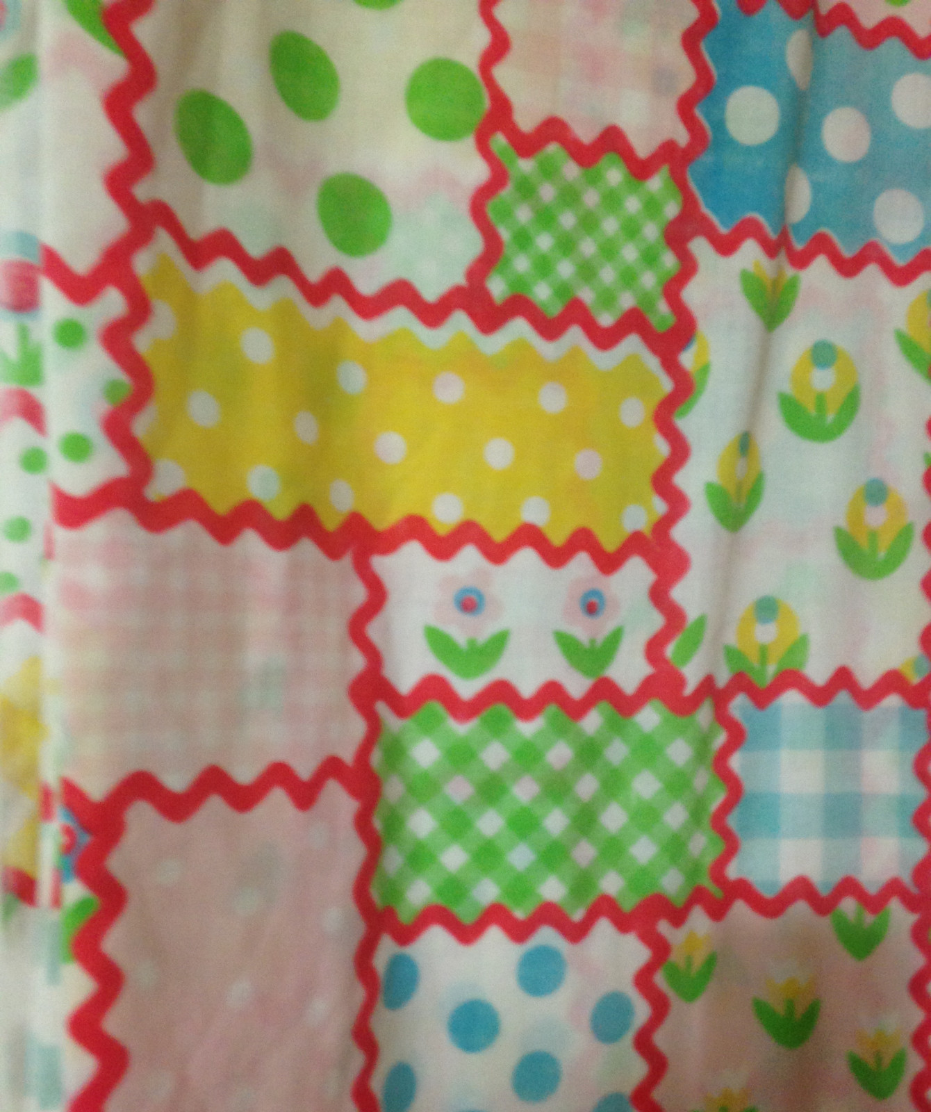 Perma Prest Twin Size Flat Sheet Colorful Ric Rac Design