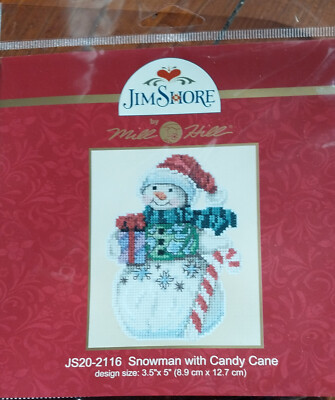 Mill Hill Jim Shore Beaded Cross Stitch Kit Snowman with Candy Cane JS20-2116