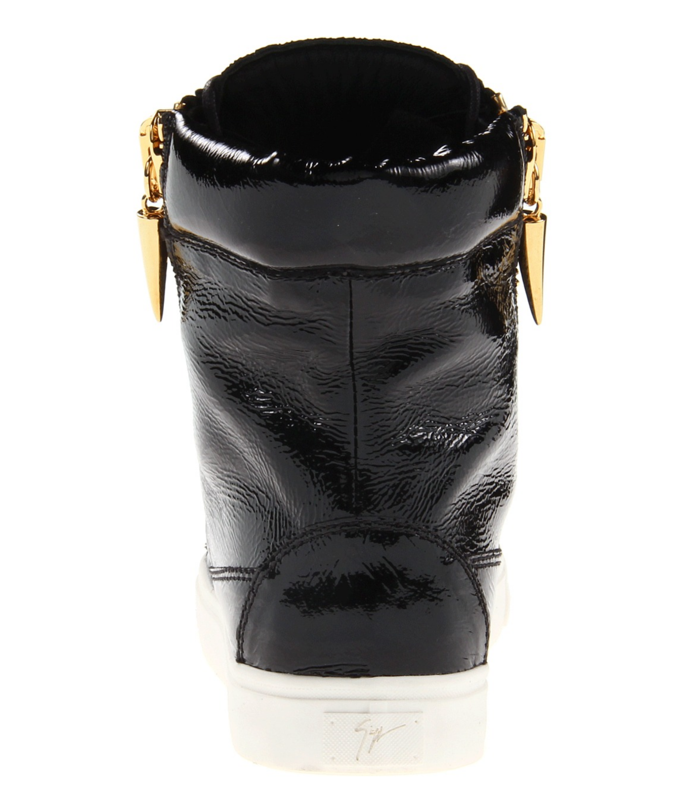 Pre-owned Giuseppe Zanotti Patent Leather London Sneakers Trainers High Top Shoes 41 In Black