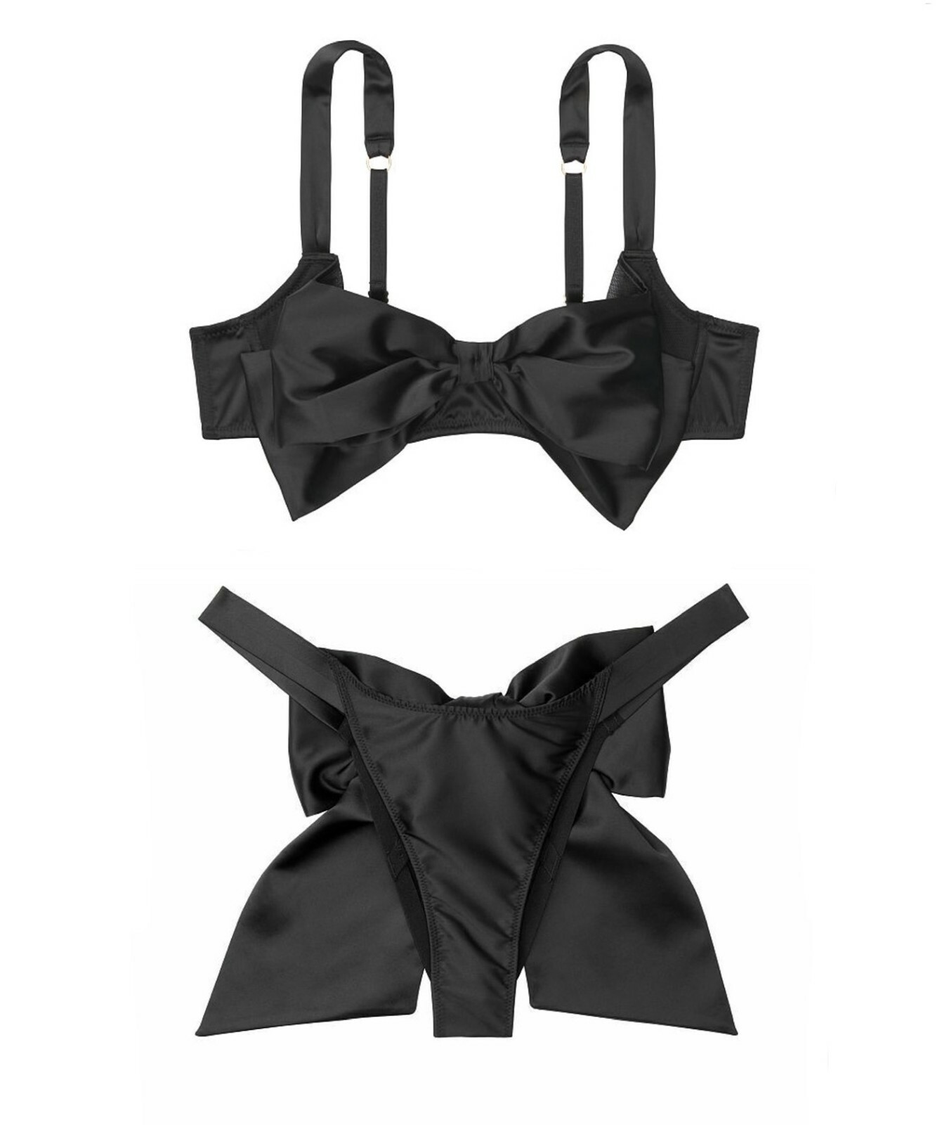 

NWT Victorias Secret Black DREAM ANGELS Бюстгальтер балконет без подкладки с бантом Черный