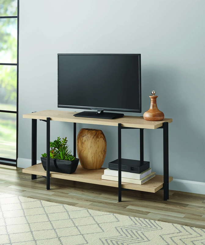 No Tools TV Stand, Natural Wood Finish