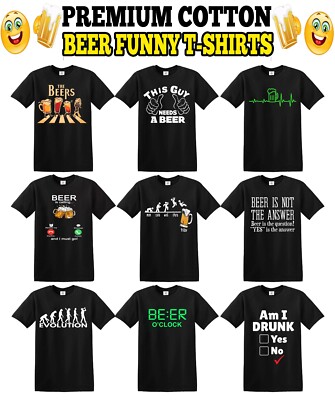 Funny Cool Beer T-Shirts Lover's Drinks Party Novelty Quote Humor Tee Tops