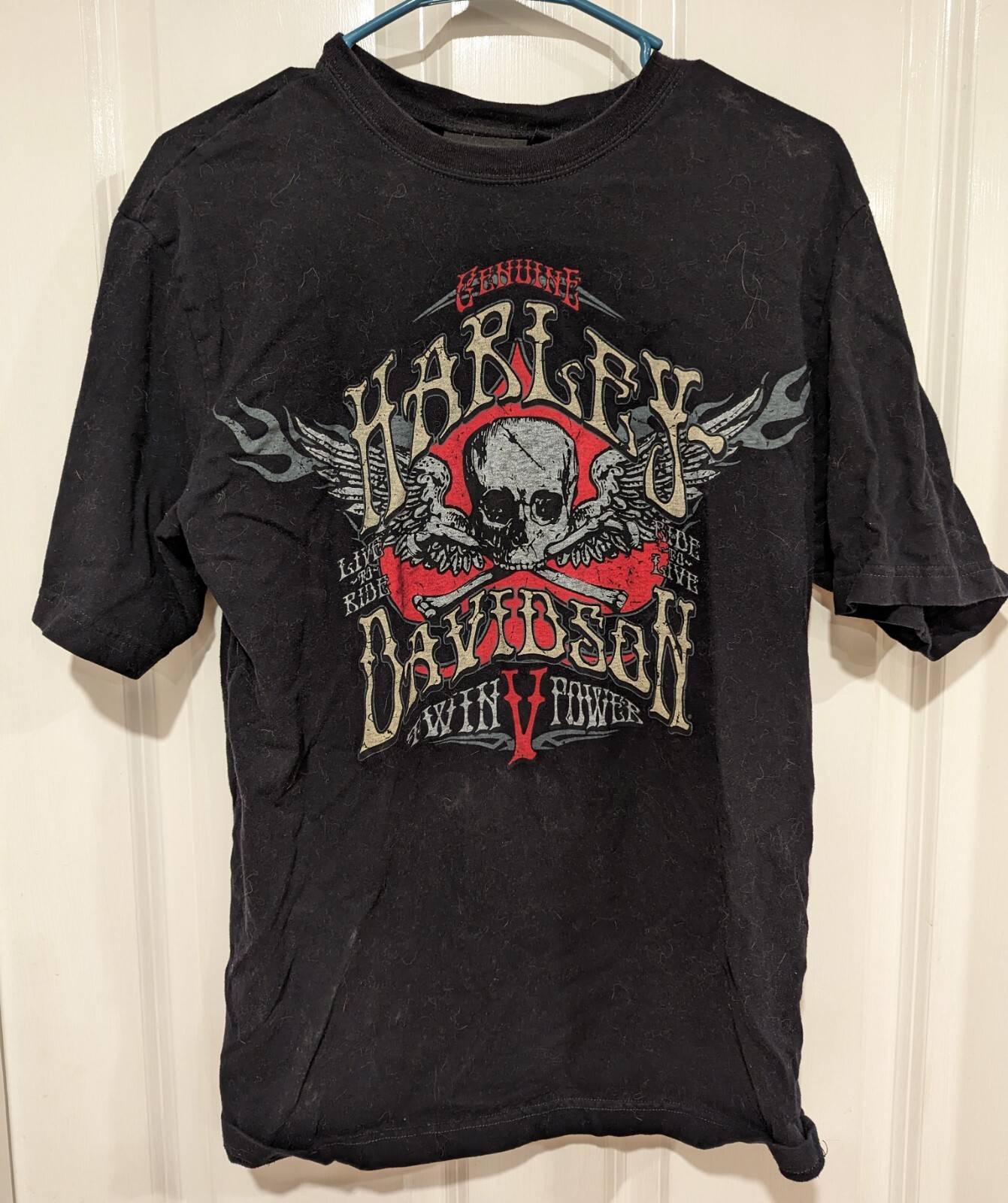 Harley-Davidson Mens T Shirt Twin V Power Skull Sz Medium Black | eBay