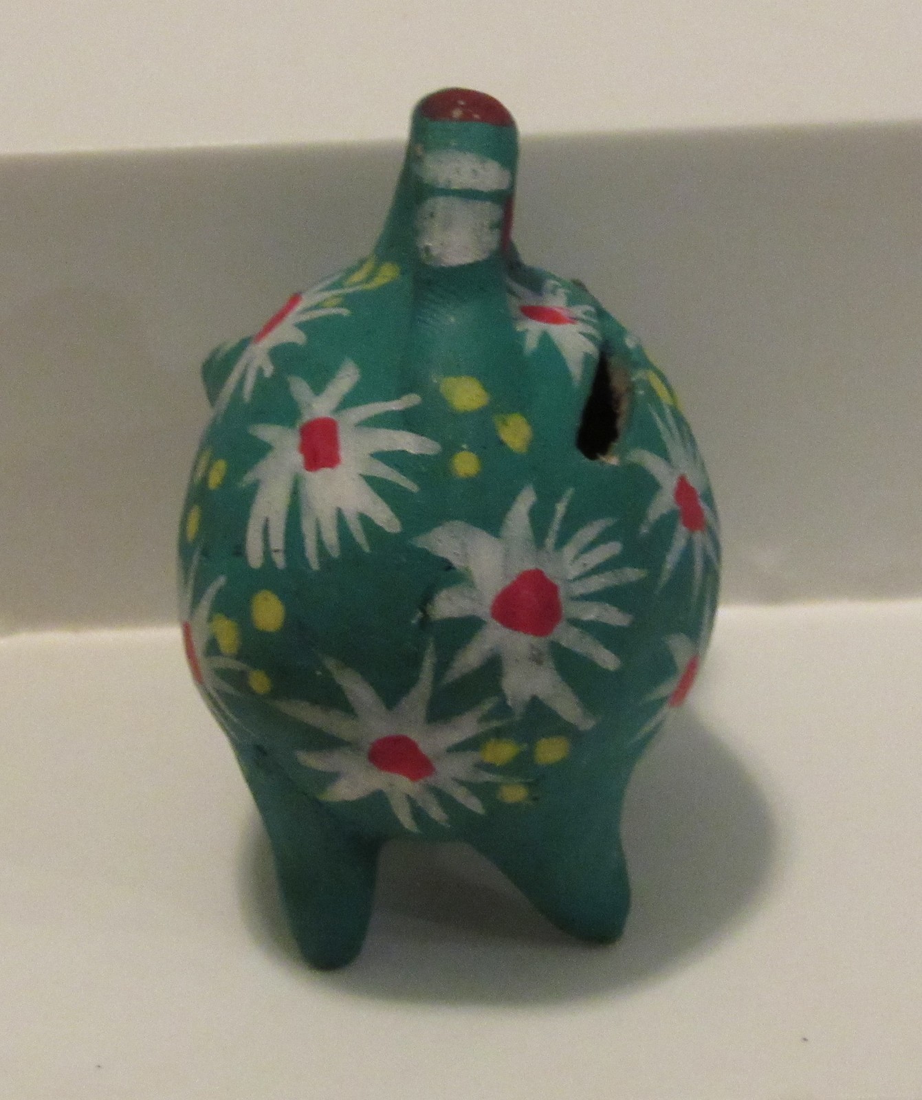 Barbie Dollhouse Mini Green Handled Piggy Penny Coin Bank Ceramic Mexico?