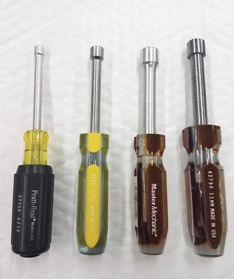 Set of 4 Pratt-Read/Master Mechanic Nut Drivers 11MM, 3/16, 5/16, 7/16 U.S Made