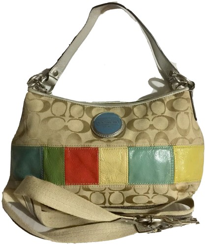 COACH SIGNATURE MULTICOLOR LEATHER STRIPE CROSSBODY SHOULD