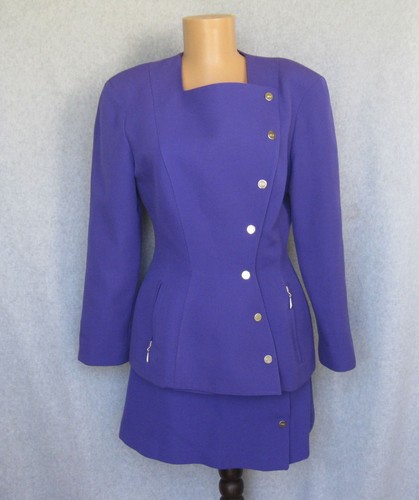 Thierry Mugler Asymmetric Belted Jacket Wool Size M Two Tone