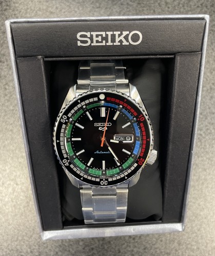 Pre-owned Seiko 5 Automatic Black Dial Steel Bracelet Men's Limited Watch Srpk13 Japan
