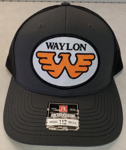 WAYLON JENNINGS Patch on Richardson 112 Trucker Hat Snapback Charcoal/Black 