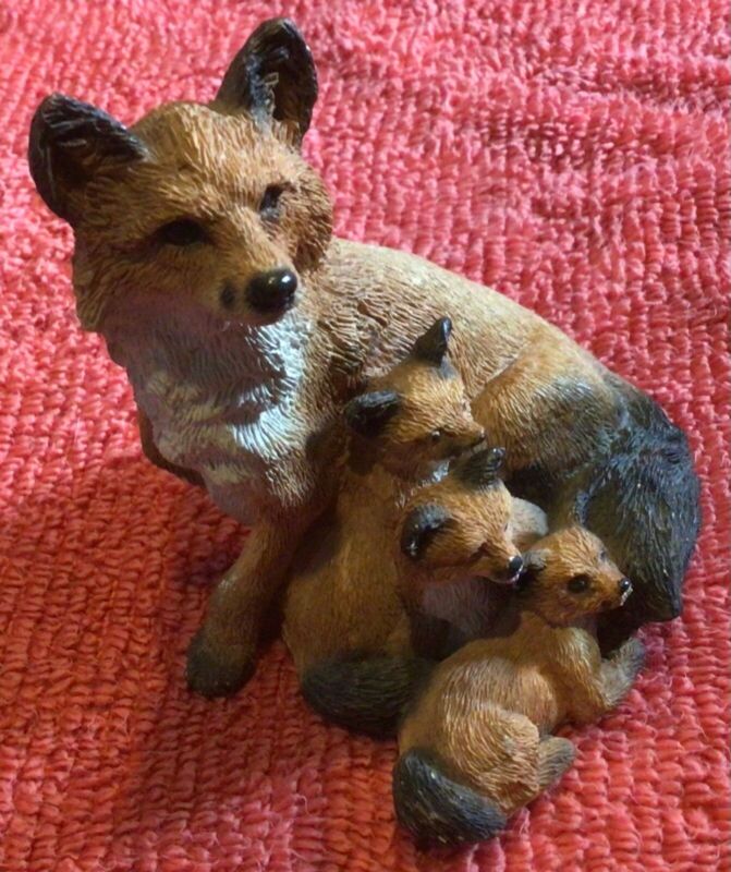 Fox Family Resin Figure As Is