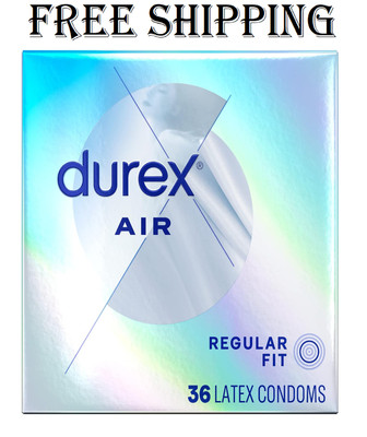 Durex Air Condoms Extra Thin Regular Fit Natural Rubber Latex Condoms (36 Count)