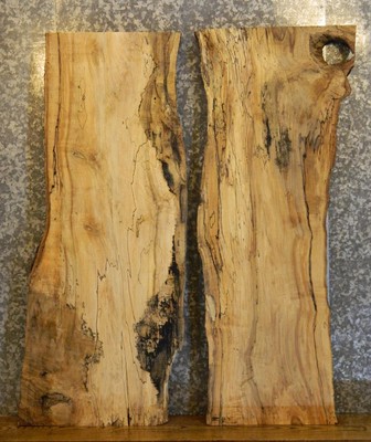 2- Live Edge Bookmatched Spalted Maple River Table Top Wood Slabs 40080-40081