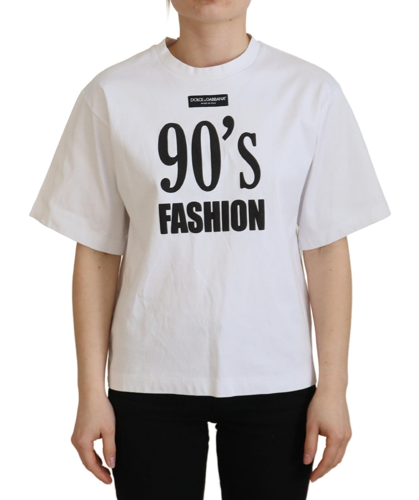 

Футболка DOLCE - GABBANA Белый хлопковый топ с короткими рукавами и принтом IT36/US2/XXS $1000