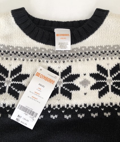 GYMBOREE Black Grey Snowflake Winter SWEATER NEW NWT XS 4 4T Gift