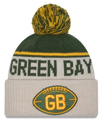 Историческая вязаная шапка с манжетами и помпонами Green Bay Packers 2024 года выпуска