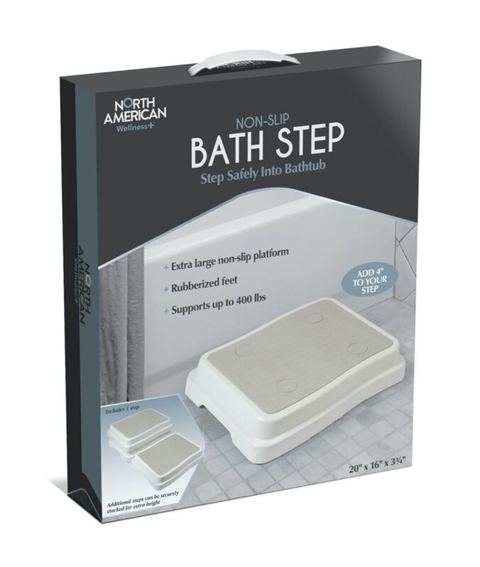 Slip Resistant 4" Bath Step, Extra Large Stackable Platform for Bathtub Bathroom