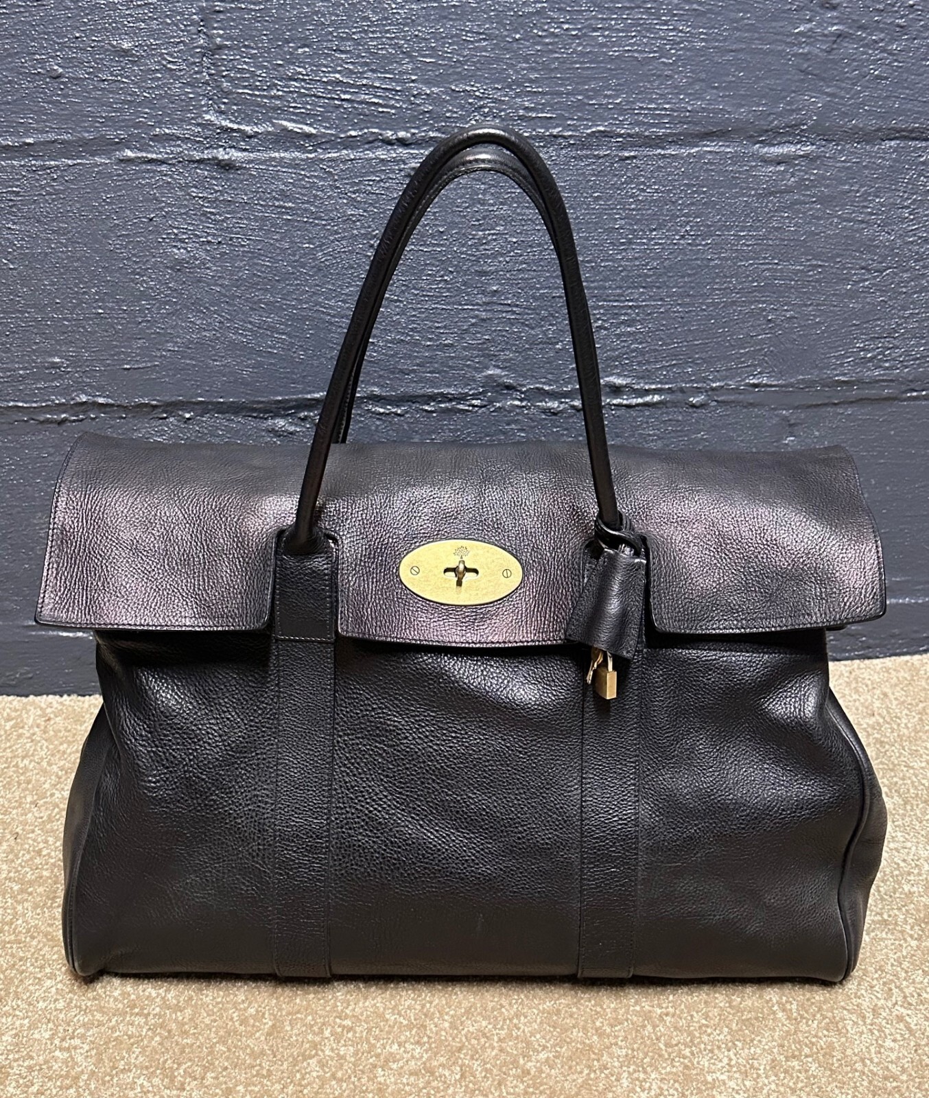 Mulberry Piccadilly XL Tote Black Genuine Leather Made in