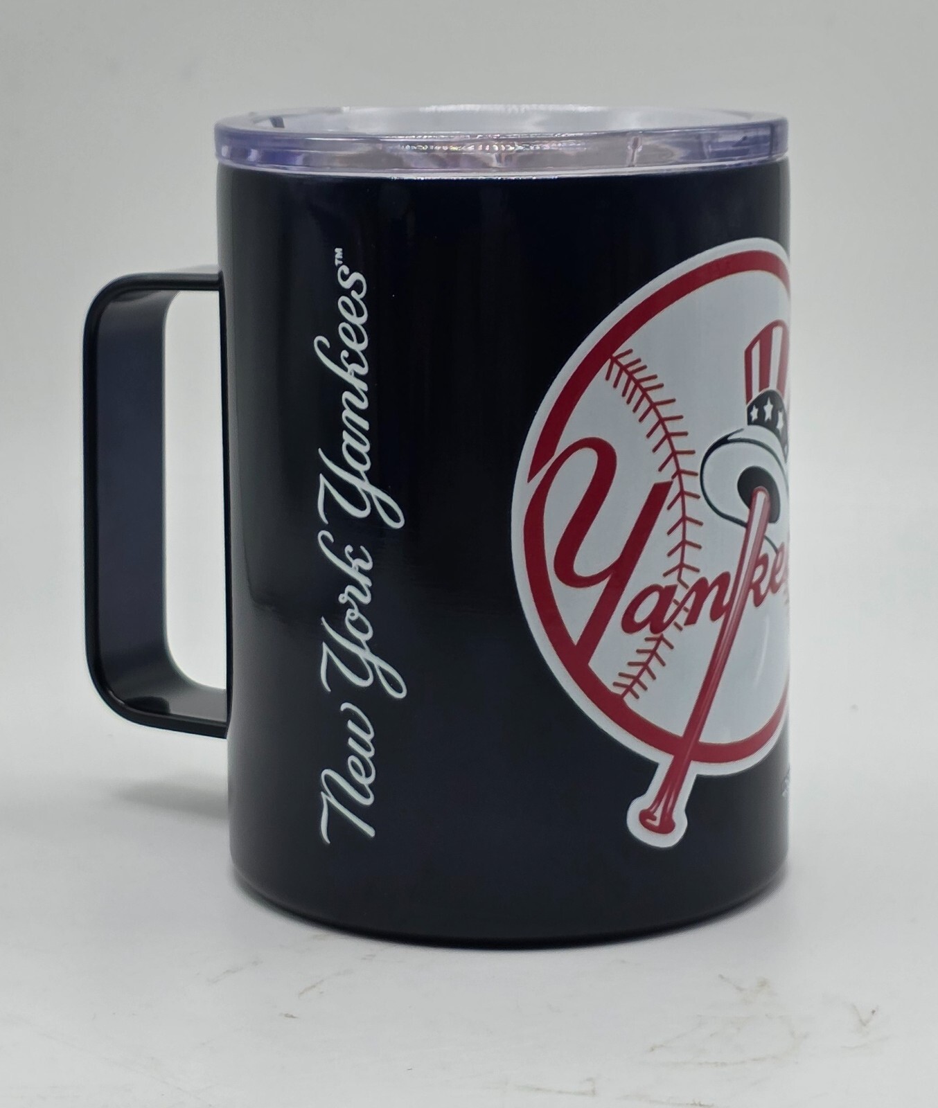 New York Yankees Insulated Steel Travel Mug - SLIGHT PRINT DEFECT - Read/Look