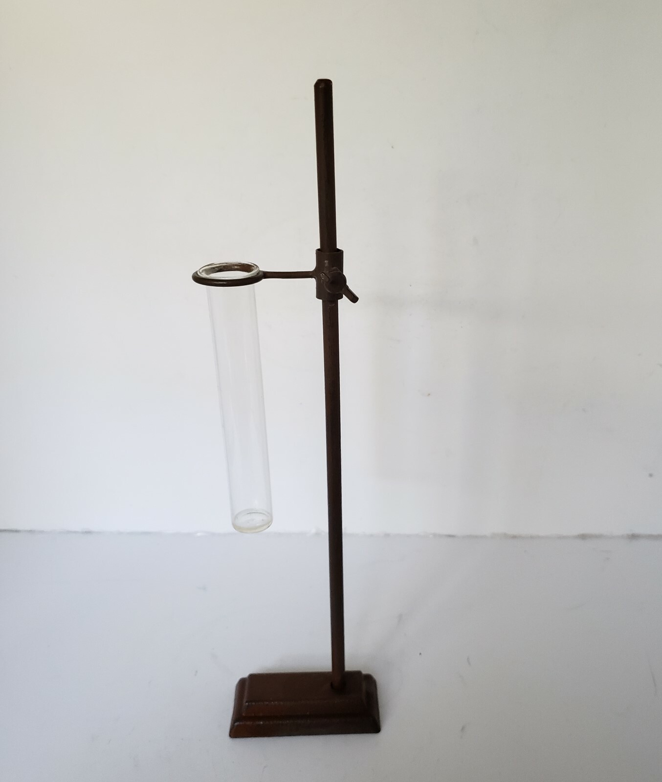 Antique Cast Iron Test Tube with Beaker Glass Lab Chemistry Stand Science